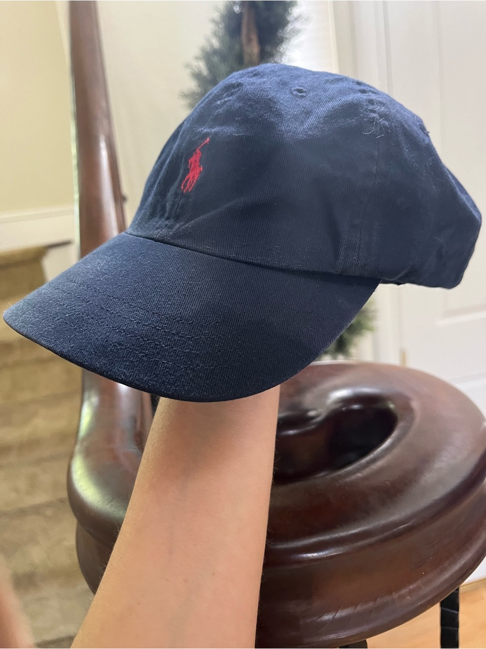 Polo Ralph Lauren One Size Cotton Chino Adjustable Ball Cap Navy Blue red horse